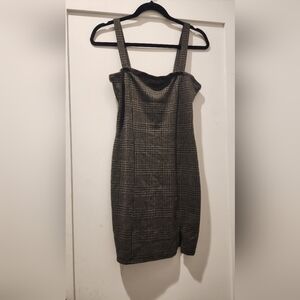 Heart Hips Black and Gray Plaid Mini Dress